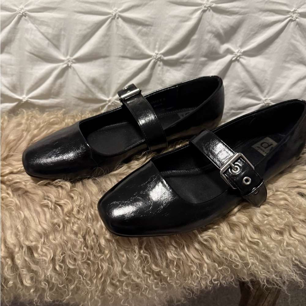 Dolce Vita Black Mary Jane Flats with Square Toe and Strap